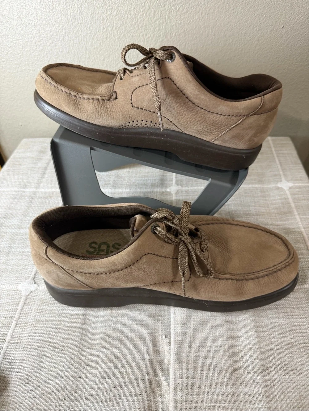 SAS Men’s Bout Time Leather Suede Walking Shoes Sneakers Sz 10.5W Tan Comfort